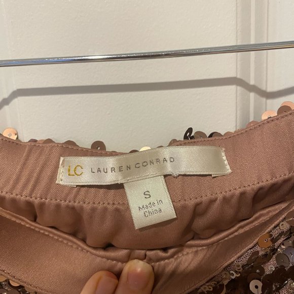 LC Lauren Conrad Copper Sequin Mini Skirt - Size Small - Picture 4 of 6